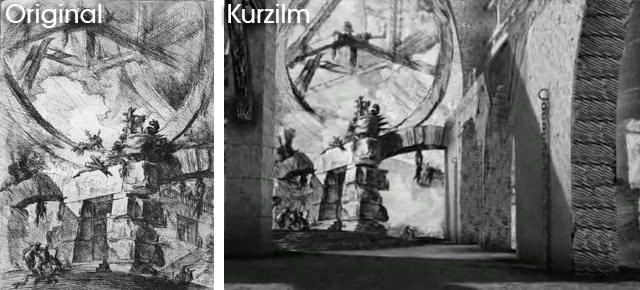 Piranesi Werk vergleich zwischen Original und CINEMA 4D Animation