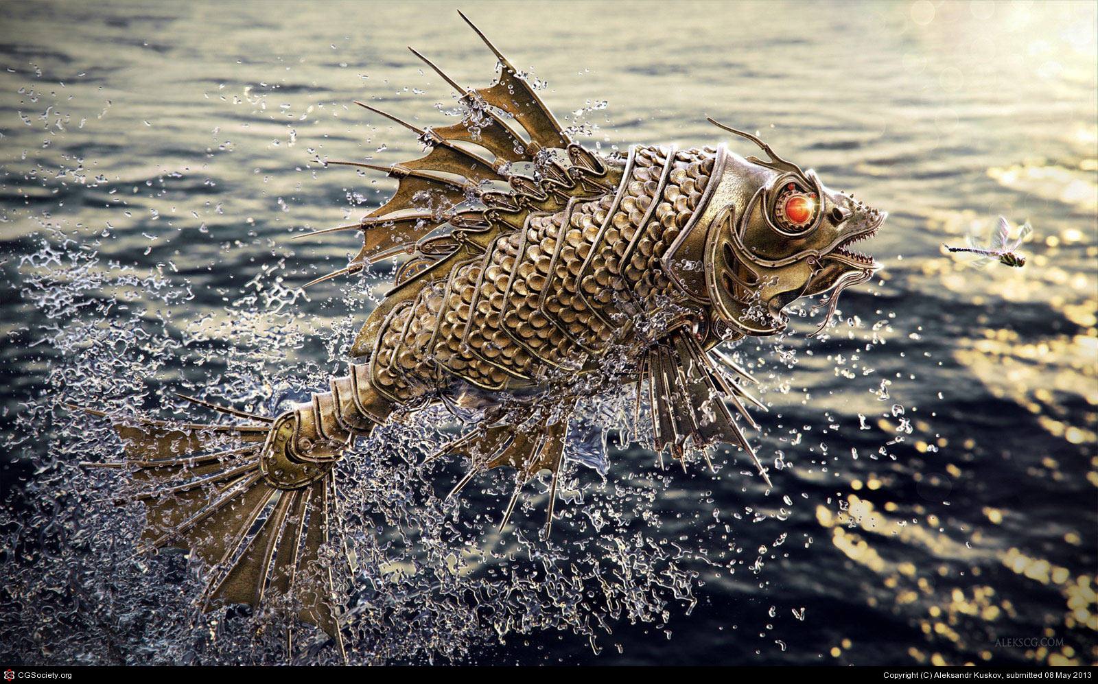 d maya mentalray photoshop gold fish aleksandr kuskov