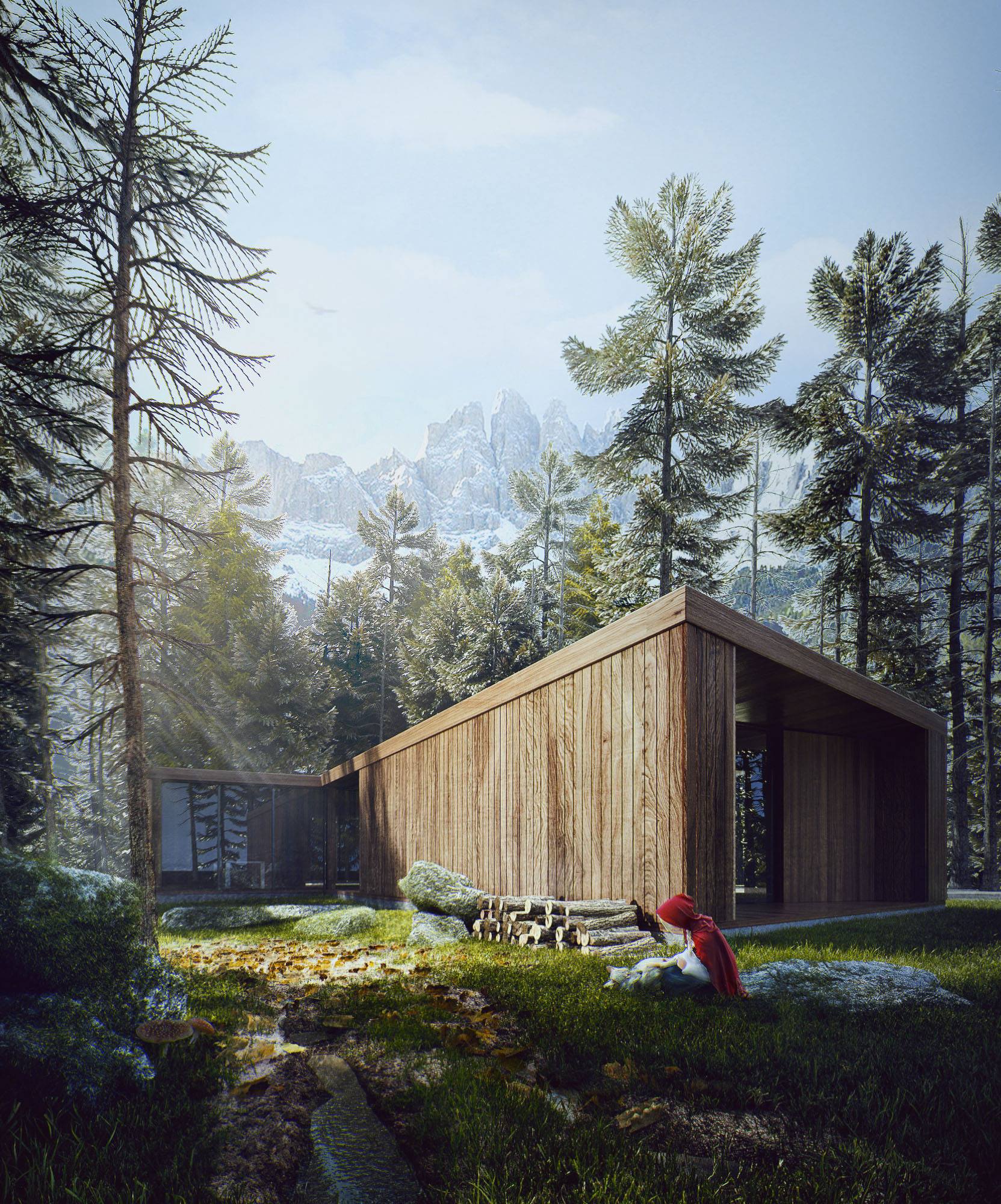 d vray dsmaxfrog photoshop red riding hood modern house sergio mereces