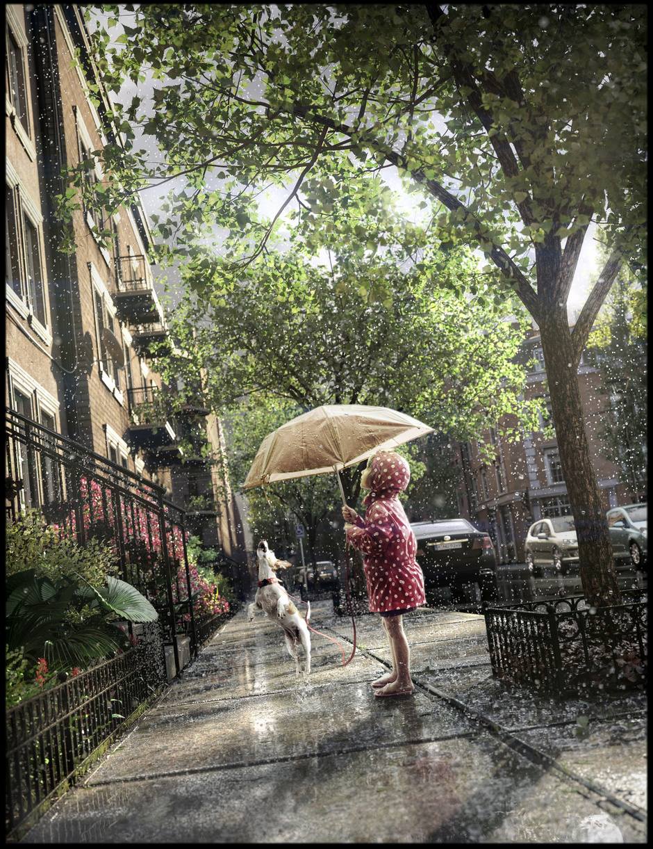 d modo cinemad maxwell render photoshop photolooks lightroom cgaxis dosch design onyxtreegenerator summer rain in the city marcin jastrzebski