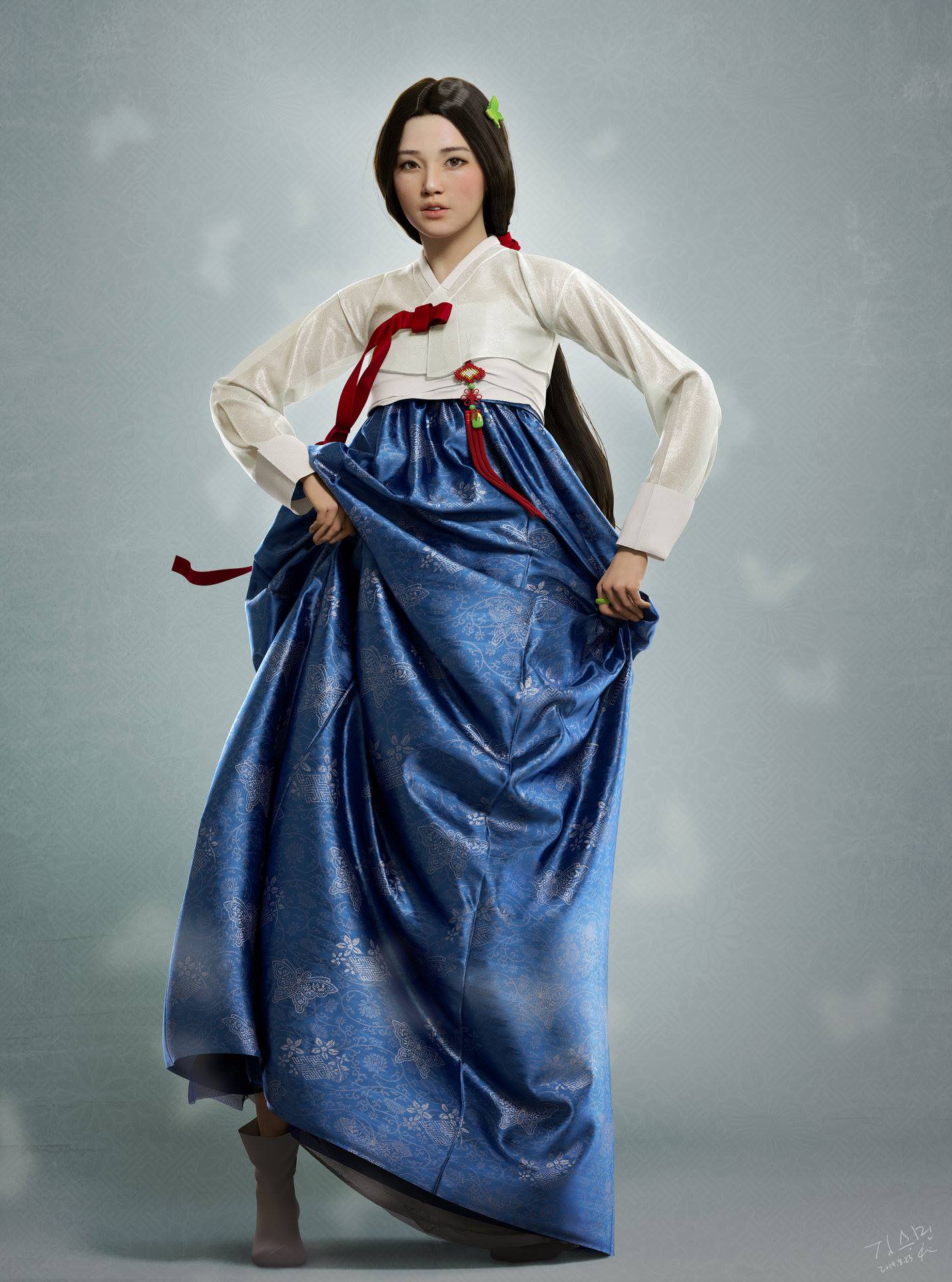 d zbrush marvelous designer dsmax vray korean traditional dress seungmin kim
