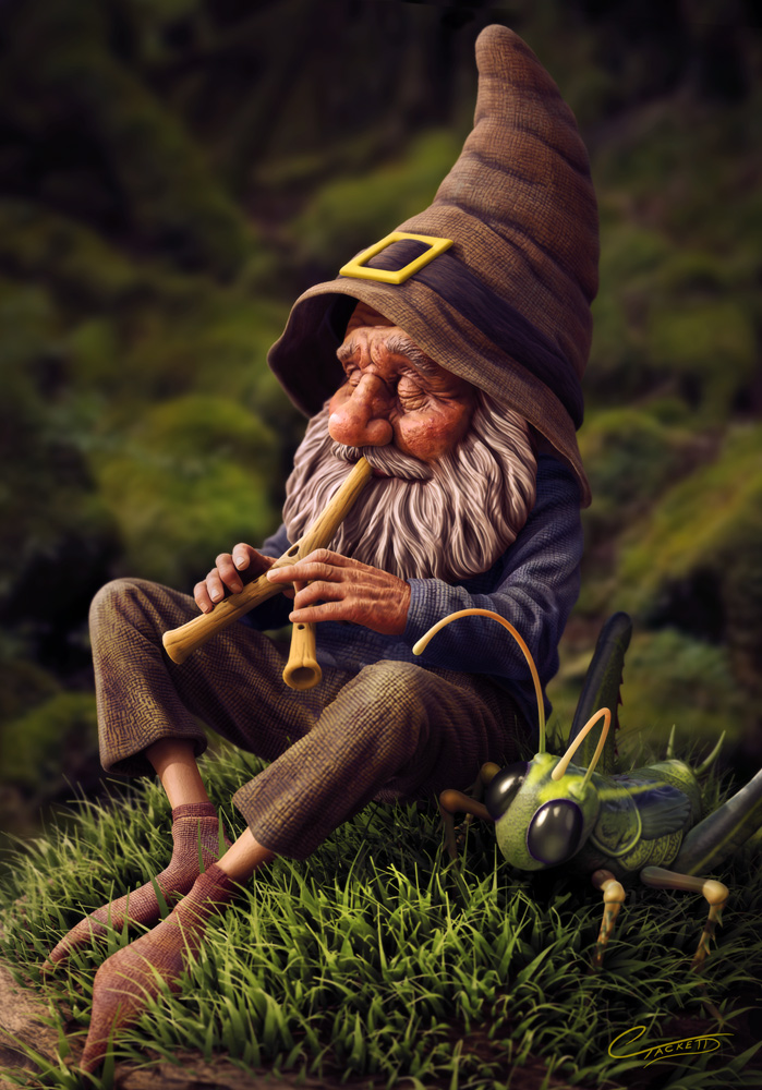 d zbrush photoshop gnome with grasshopper christopher tackett