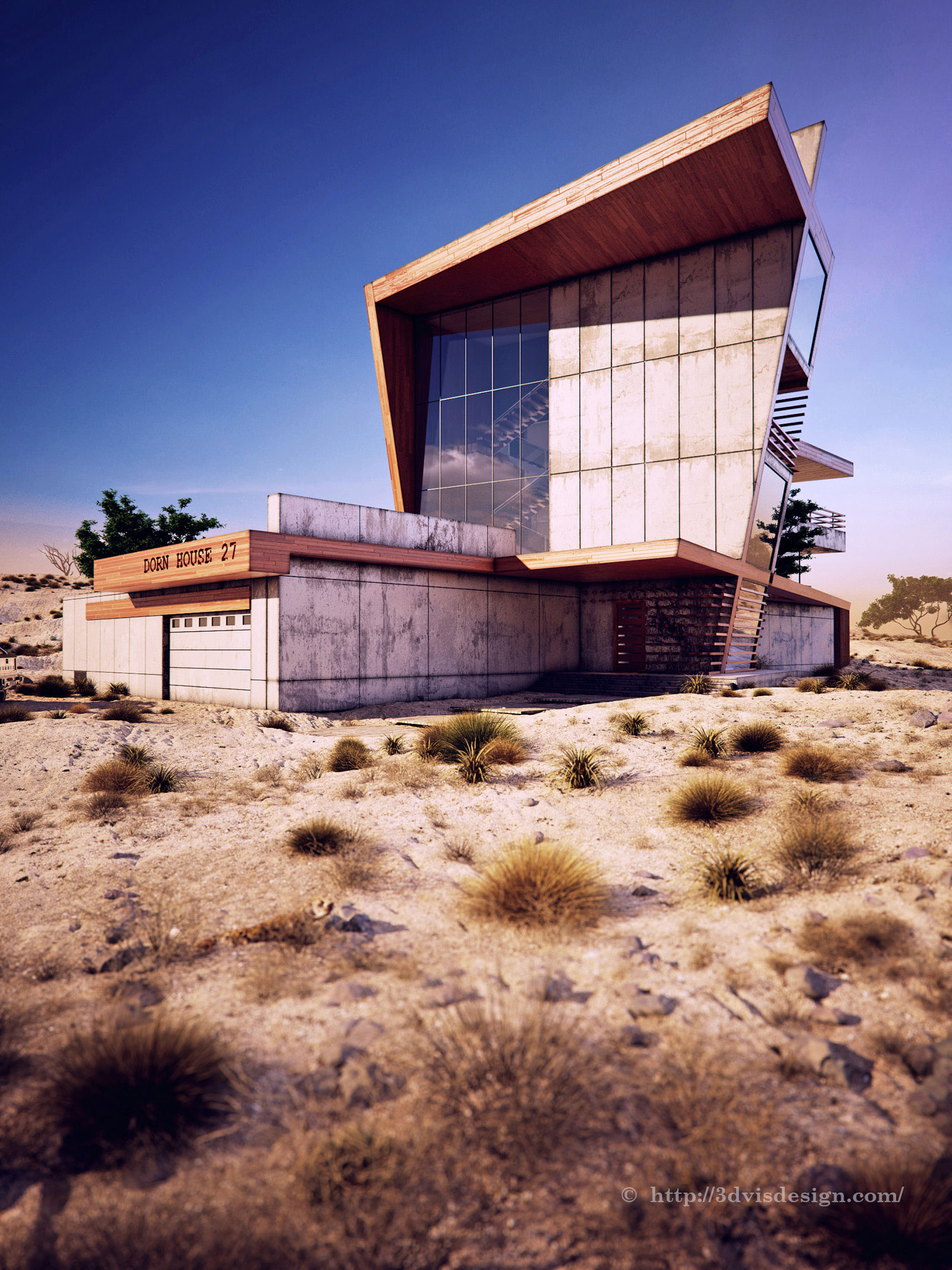 d ds max vray photoshop architectural rendering exterior desert rose dVis design