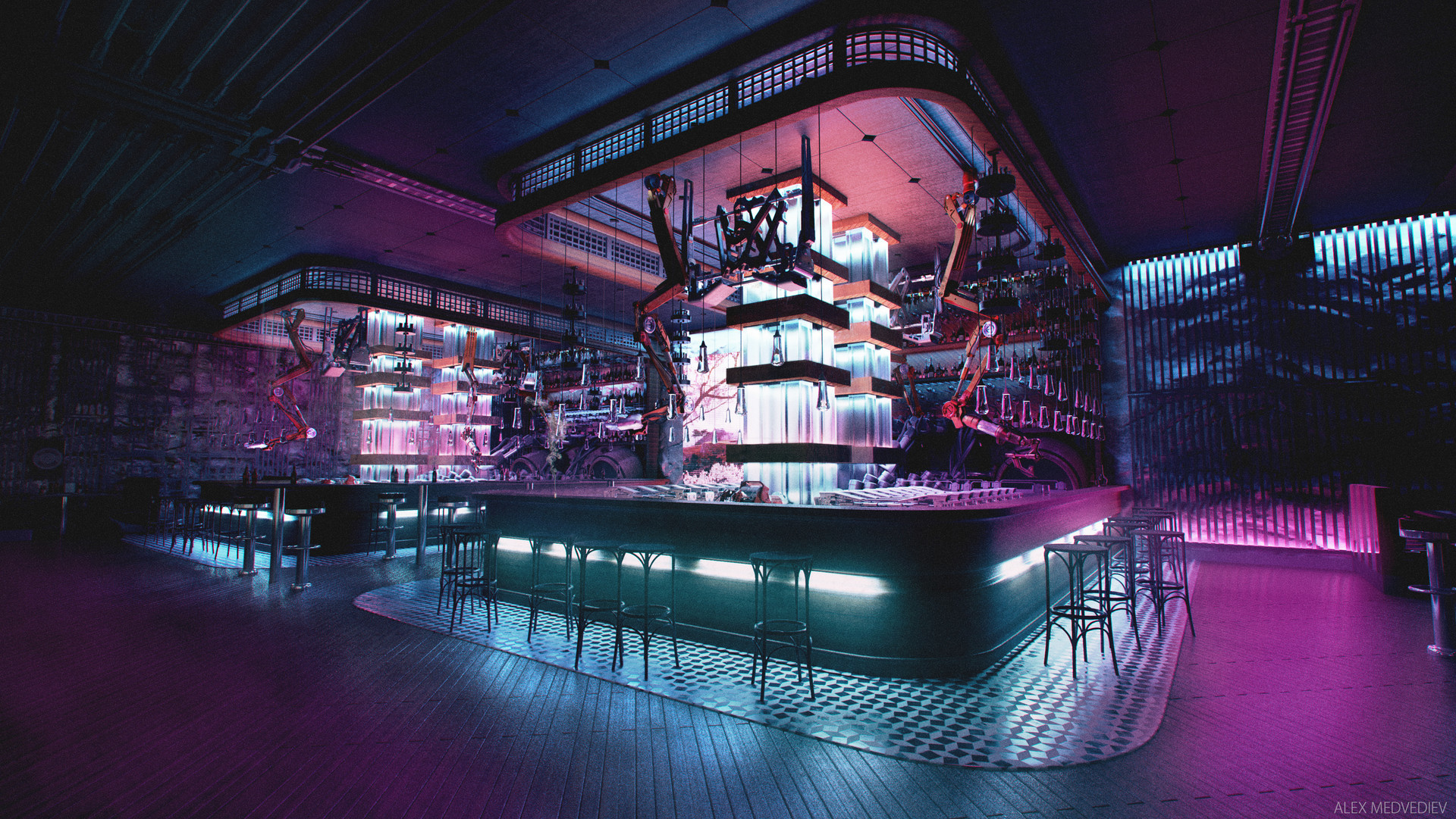 d maya photoshop futuristic bar Ikatar