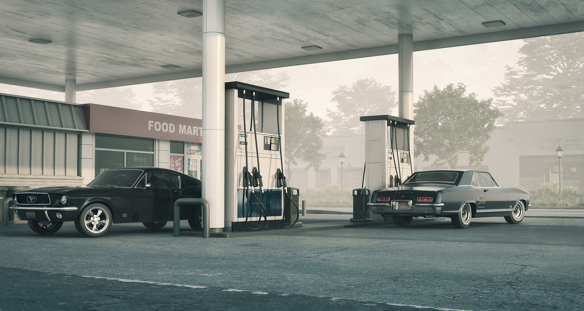 d photoshop ds max vray gas station mohamedraof